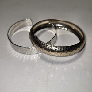 Lot of 2 Various Hammered Metal Bracelets